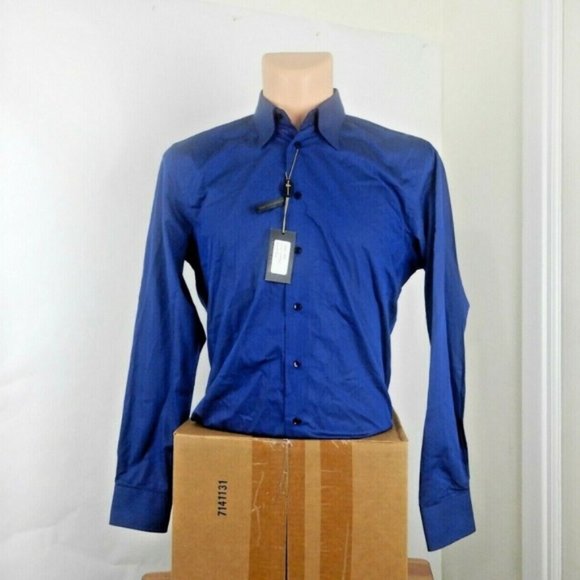 Jack Lipson Sport Shirt Blue Cotton Sz M NWT - Picture 6 of 9